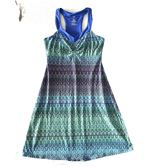 PrAna Shauna Dress‎ M Medium Cool Green Ibiza Self Bra Racer Back - Picture 1 of 13